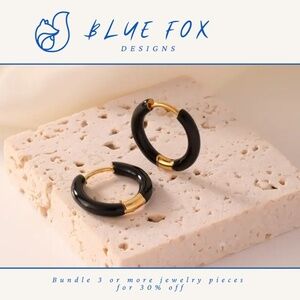 *NEW*  18K Gold Plated Stainless Steel Black Congo Earrings (BLACK)